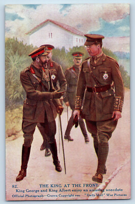 England Postcard King George and King Albert at the Front c1910 Antique WW1