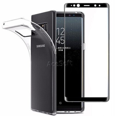 [Black Frame] Screen Protector Soft Back Case for Samsung Galaxy Note 8 SM-N950U