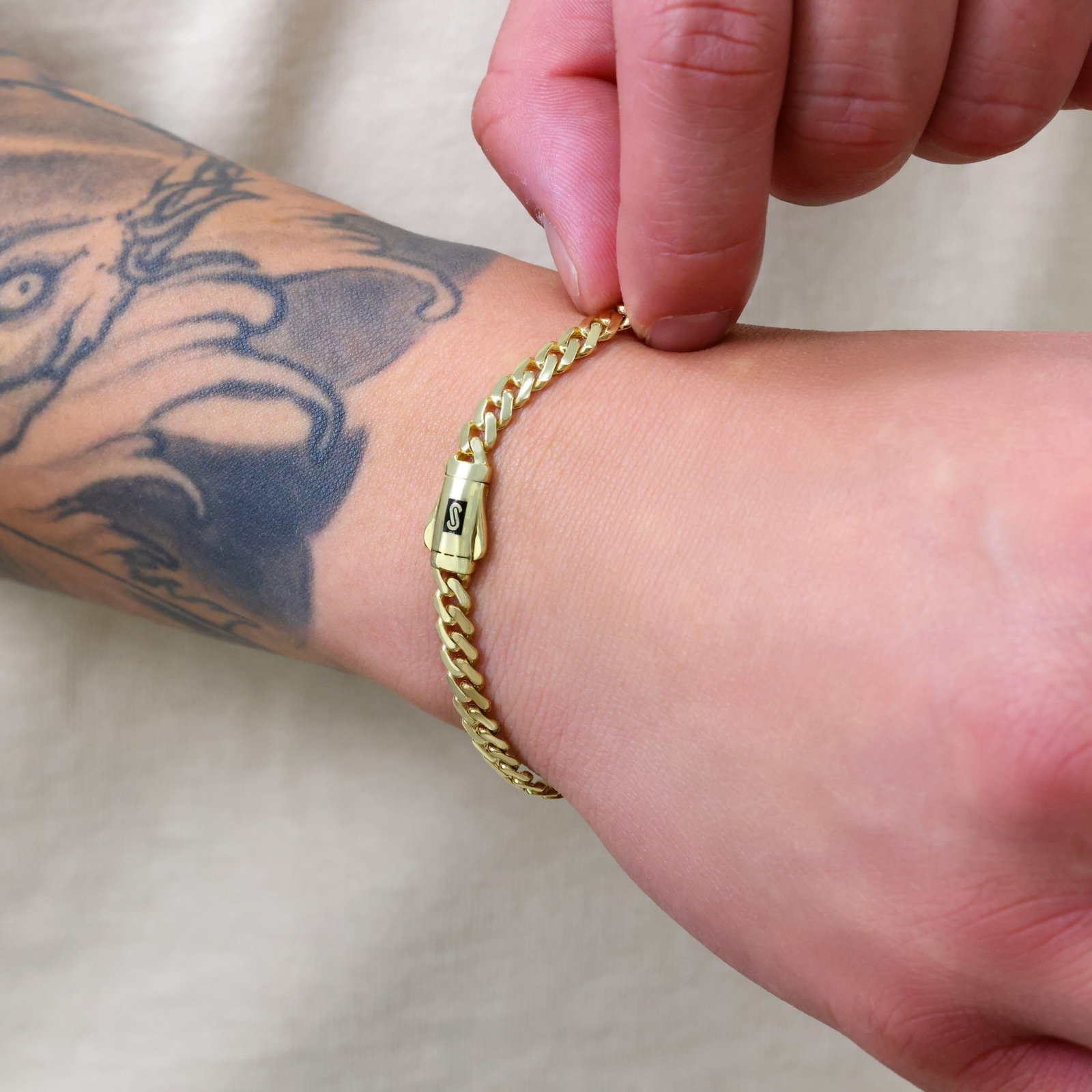 Pulsera Oro Cubana Classic 10k Monaco Chain Hombre O Mujer | Meses Sin - Foto 7