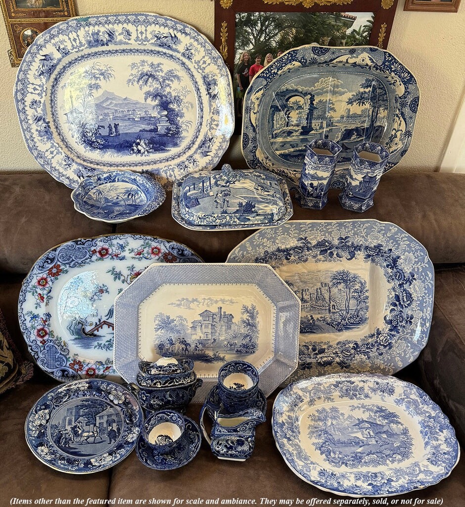 Antique English Staffordshire c.1825 Blue Transferware Teapot 16p