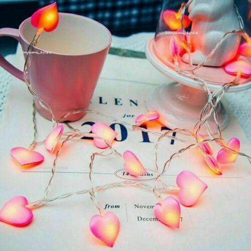 LED Heart Shaped String Fairy Lights Love Romantic Valentine Wedding Party Lamps - Picture 3 of 13