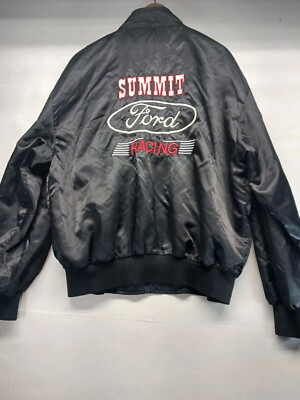 Vintage Summit Ford Racing Jacket Mens Large USA Black Satin