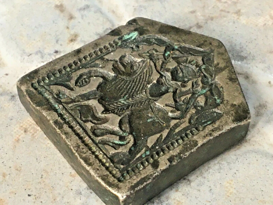 Antiguo Antiguo Raro Bronce Metal Diosa Hindú Maa Durga Joyería Sello Troquel  Foto 4 de 4