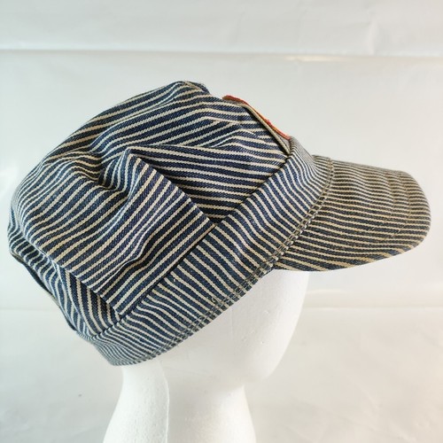 Vtg Hickory Stripe Strasburg Railroad Hat Engineer Work Wear Denim Mens USA - Picture 4 of 13