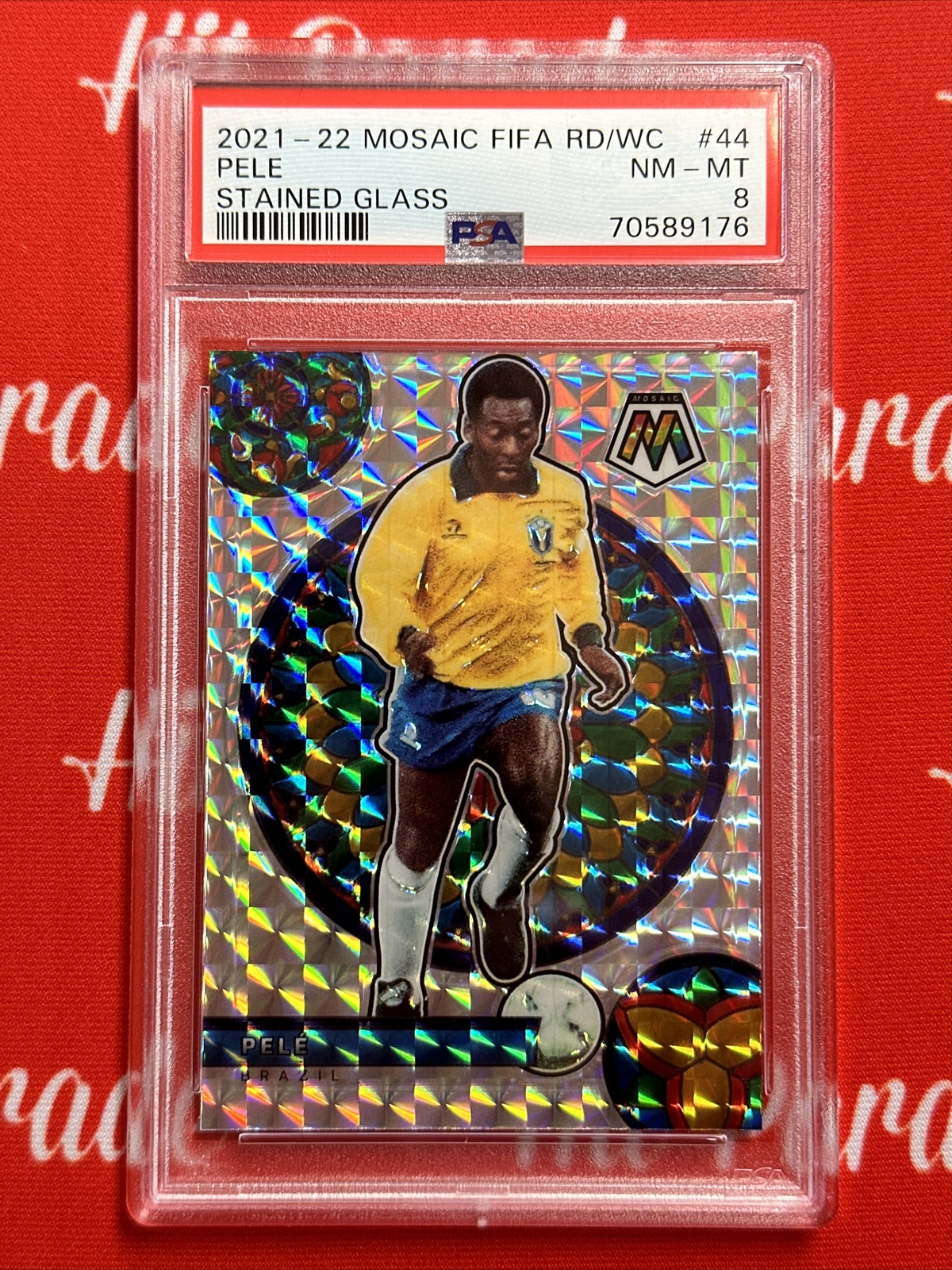 2021-22 Panini Mosaic Fifa Road To World Cup Pele Stained Glass PSA 8 CASE HIT!!