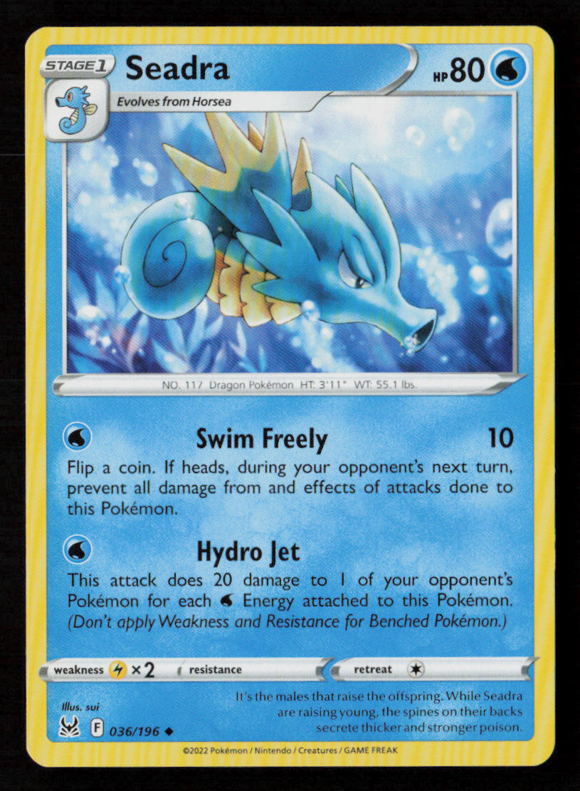 Seadra SWSH11: Lost Origin #036/196 Uncommon Pokemon Card