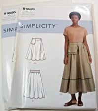 Simplicity R10605 9144 Pattern Circle Skirt w Pocket Belt Sizes  14-22 UC