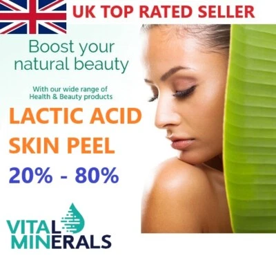 VITAL MINERALS Milchsäure 20% - 80% AHA HAUT PEEL AKNE MITESSER DUNKLER FLECK BEHANDLUNG KOSTENLOS P & P