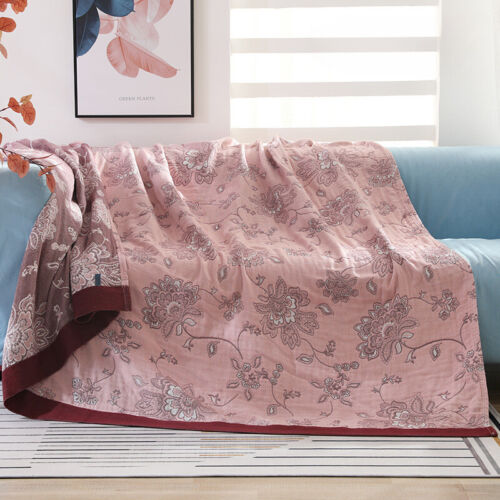 Throw Blanket for Couch 100% Cotton 5 Layer Floral Embroidered Blanket - Picture 3 of 21