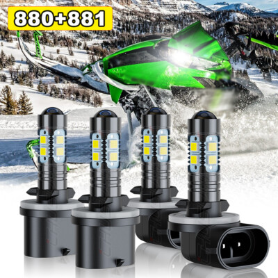 4x 880 & 881 LED Headlight Lamp Combo Bulbs For Arctic Cat Crossfire 8 2010-2011