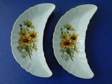TWO MITTERTEICH BAVARIA GERMANY GERMANY CRESENT FLORAL BONE DISHES