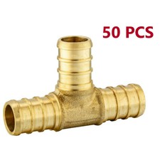 50 PIECES 1/2" X 1/2" X 1/2" PEX TEE - BRASS CRIMP FITTINGS LEAD-FREE BRASS 