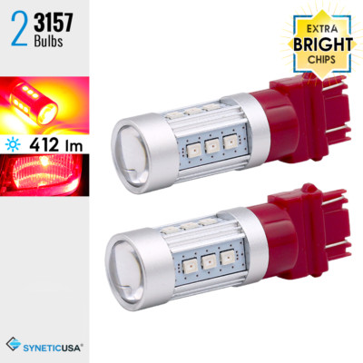 Syneticusa 2x 3157/3757A 24-LED Red Brake Tail Light Bulbs – High Power SMD