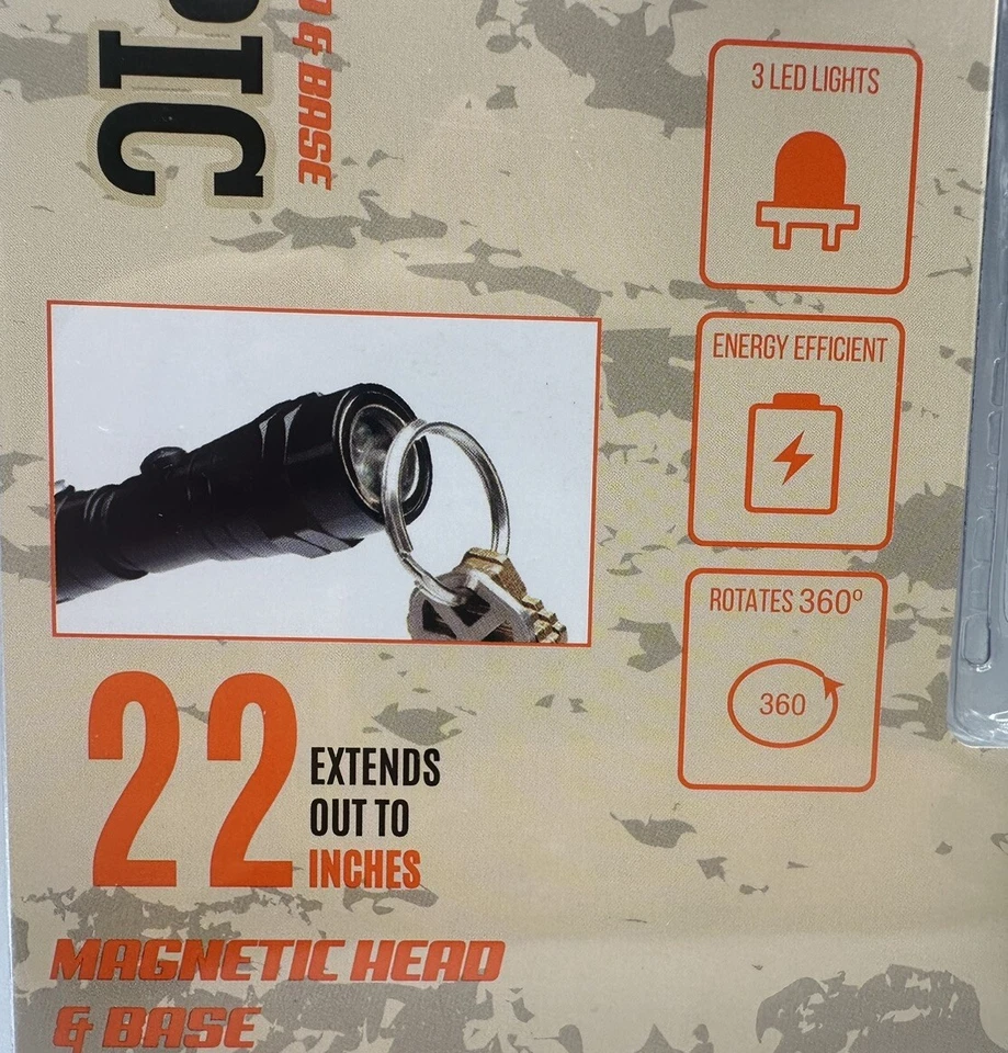 Telescopic Flashlight With Magnetic Head And Base Led Light Red Dog Garage Black - Image 3 of 4