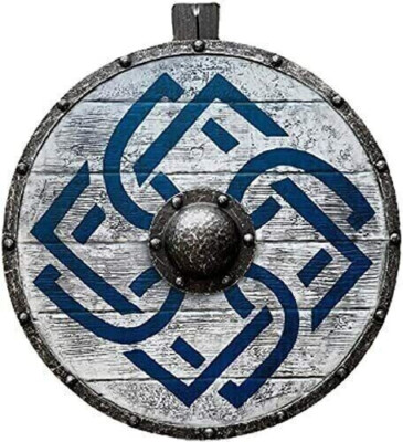 24'' Medieval knight Round Viking Shield battle Designer Wooden style item gift