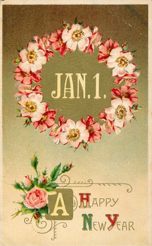Vintage Embossed Postcard Jan. 1 A Happy New Year