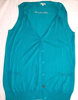 N.W.3 Hobbs Twist Strickjacke türkis blau ärmellos Baumwolle Strick Gr. 14 neu