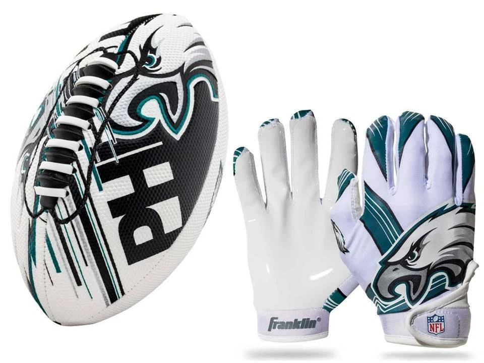 Philadelphia Eagles Kids NFL Spacelace Air Tech Football & Gloves, Ages 5-9