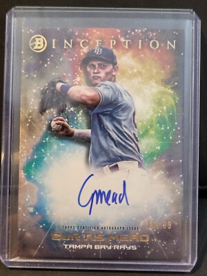 Curtis Mead /99 ON CARD AUTO 2022 Bowman Inception Primordial Prospect RAYS
