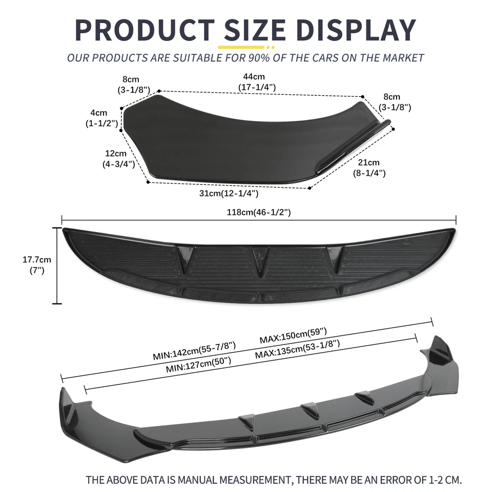 Front Bumper Lip Spoiler Splitter Body Kit Chin ABS For Dodge Durango SXT RT SRT - Image 2 of 4