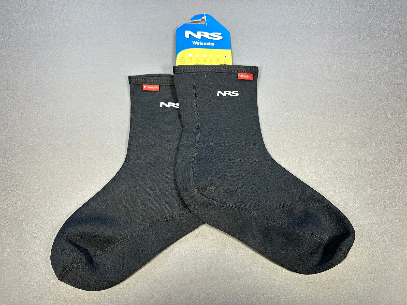 NRS WETSOCKS WET SOCKS BLACK SIZE XXL MEN'S 12-13 WOMEN'S 13-14 TITANIUM NEW