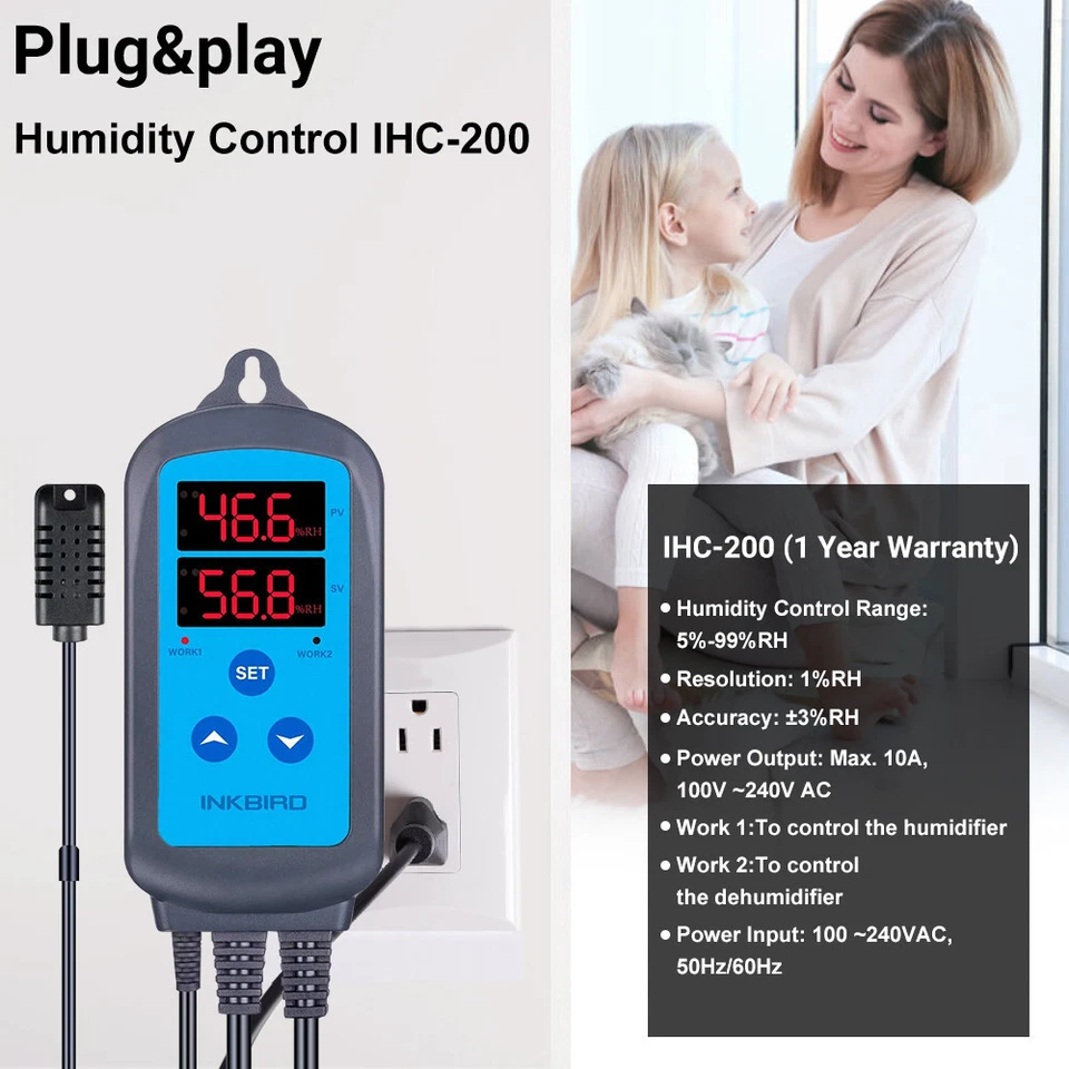 Humidity Sensor Thermostat Humidistat Control+Reptile Humidifier Fogger 4L Tank - Image 2 of 4