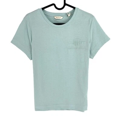 GANT Femme Bleu Poussiéreux Tonal Archives Bouclier Ras Cou Ss T Shirt Taille M - Photo 1/4