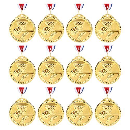 12 Pieces Gold Basketball Medals for Kid’s Sports Basketball Games Prizes Awards - Bild 1 von 8