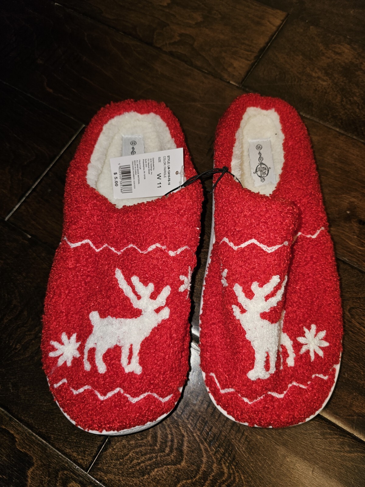 SAOLA Sole Mates Ciabatte Donna Rosso Sherpa Renna Taglia W11 NUOVE