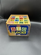 47 WOODEN ALPHABET BLOCKS SCHYLLING BIG BLOCKS IN ORIGINAL WOOD BOX 441