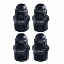 4Pcs Straight 6AN Flare Male to 3/8"NPT Adapter Fitting 6 AN Bare Aluminum