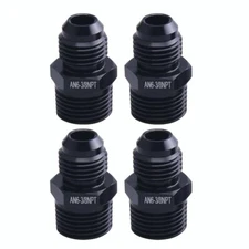 4Pcs Straight 6AN Flare Male to 3/8"NPT Adapter Fitting 6 AN Bare Aluminum