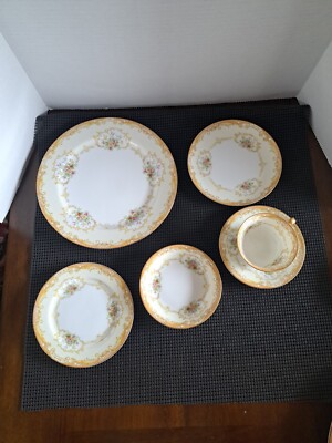Vintage Antique Noritake N130 6 Piece Place Setting Dinnerware #10
