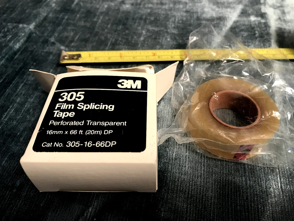 16mm FILM SPLICING TAPE, TRANSPARENT 3M 305 16-66 N.O.S. 66 FOOT LONG ROLL CLEAR - Image 2 of 4