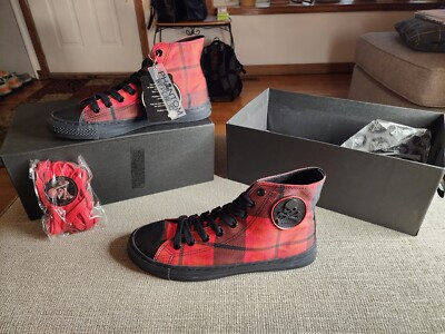 Men's Phantom Republic High Tops Buffalo Check Red Lumber Jack Plaid Shoes  Men