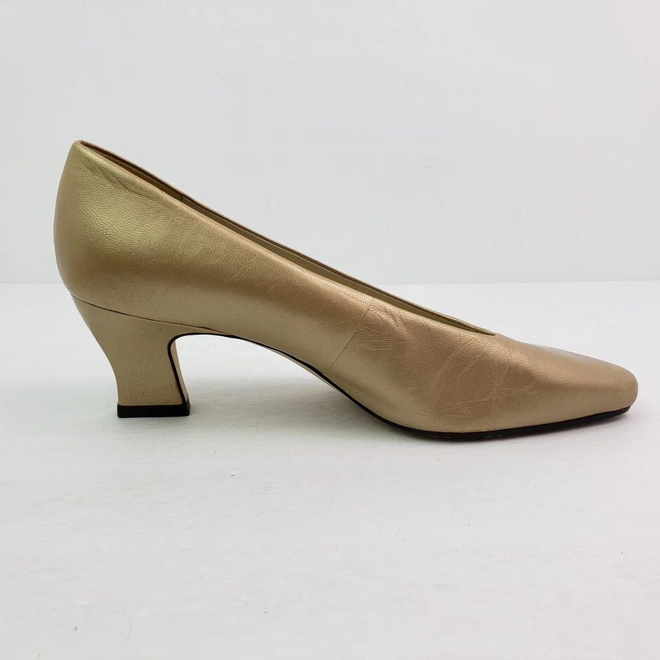 Zapatos de tacón formales sin cordones de cuero dorado talla 6 Enzo Angiolini para mujer Foto 2 de 4