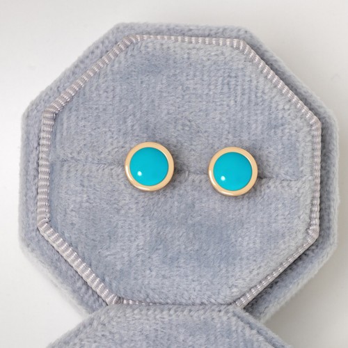 Turquoise Studs Minimalist Earring Gold Plated 925 Silver earring Gift for mom - Picture 4 of 6