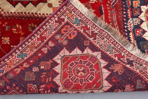 3x5 Peersian Qashqaai Rug – Tribal Medallion Design – Red Navy Wool Handmade. - Picture 11 of 11