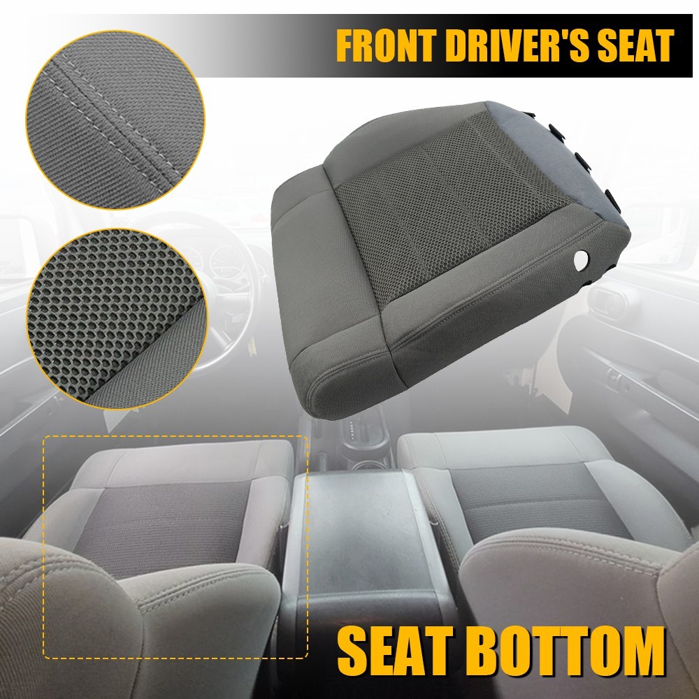Front Left Driver Bottom Cloth Seat Cover For 2007-10 Jeep Wrangler Sahara Gray
