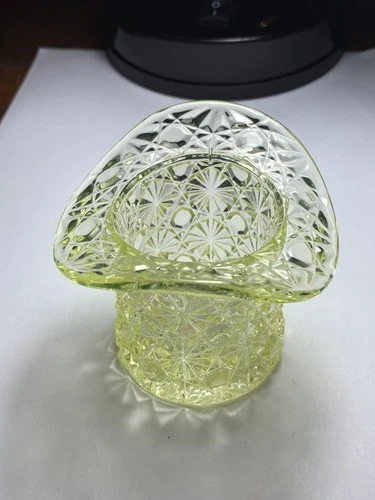 Fenton Tophat Uranium Glass Toothpick Holder