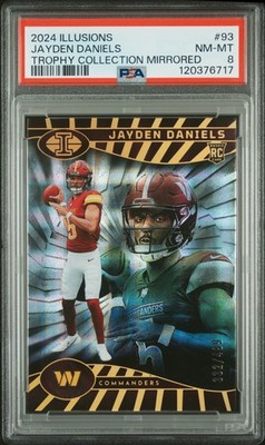 JAYDEN DANIELS #93 2024 PANINI ILLUSIONS TROPHY COLLECTION MIRRORED #/499 PSA 8