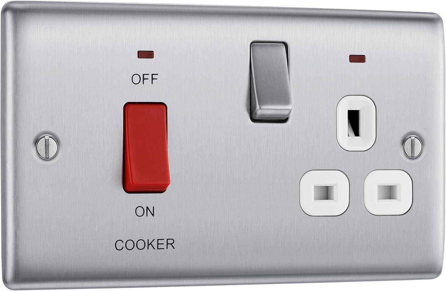 BG Electrical Cooker Switch with Socket and LED, Cooker Control Unit, Control S