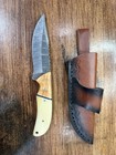Damascus Fixed Blade Hunting Knife Drop Point Full Tang W/ Sheath — photo 2