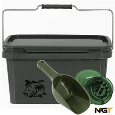 NGT Bait Bucket Boilie Grinder Carp Fishing Crusher Chopper Baiting Spoon