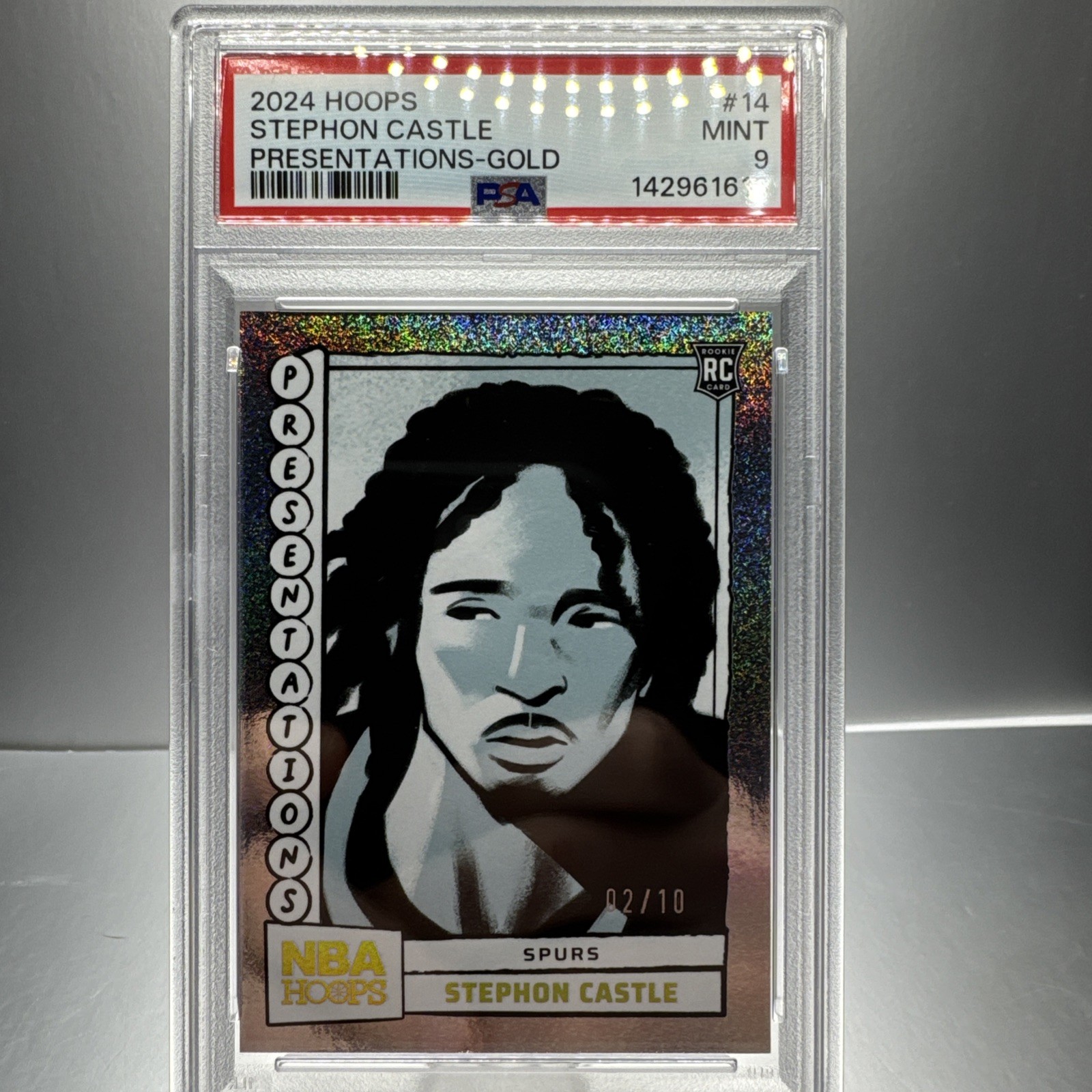 2024 Nba Hoops Stephon Castle Presentations Gold 2/10 Case Hit!!