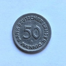 50 Pfennig BRD, 1949 G, Bank Deutscher L&auml;nder, Original