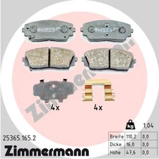 Front Axle Zimmermann 25365.165.2 Brake Pad Set, Disc Brake for Kia