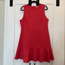GAP Ponte Fit & Flare Flounce Dress Womens 16 Red Peach Pink Sleeveless Stretch