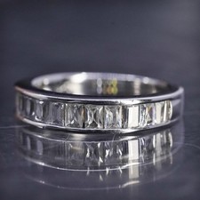 Size 5, vintage sterling silver 925 stackable band ring with cluster cz