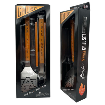 YouTheFan NCAA Auburn Tigers Classic Series 3-Piece BBQ Set Stainless Steel